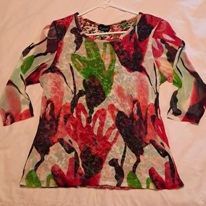 Lynn Ritchie Floral Silk Top Medium